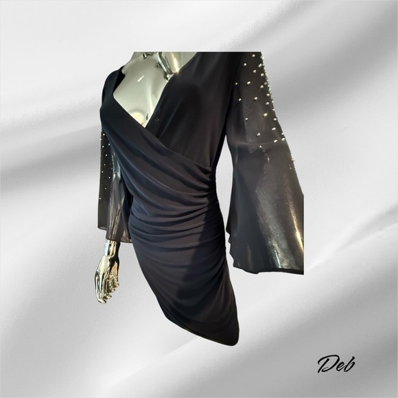 Joseph Ribkoff Navy Bodycon Dress with Plunge Neckline - Picture 7 of 9